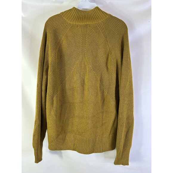 Athleta En Route Chunky Knit Zip Cardigan Sweater Green Yellow - Picture 7 of 9